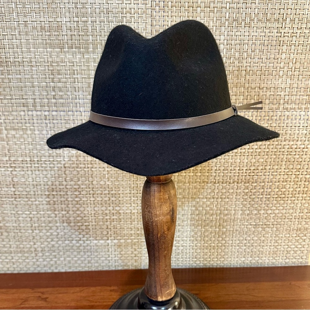 🌟2xHP🌟Black 100% Wool Wide Brim Fedora by Free Press